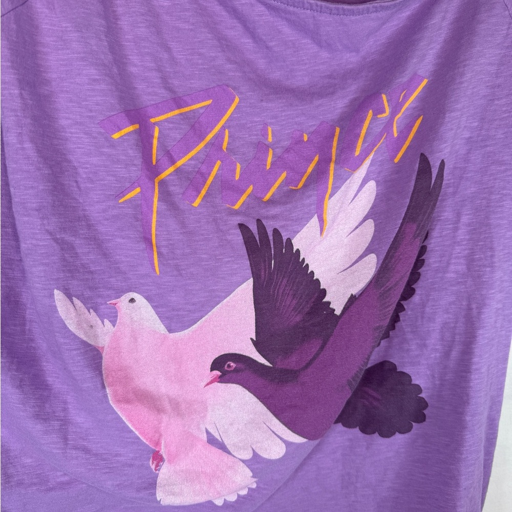 Torrid Prince Off-Shoulder Purple Graphic Tee with Doves Size 1 - Picture 2 of 4